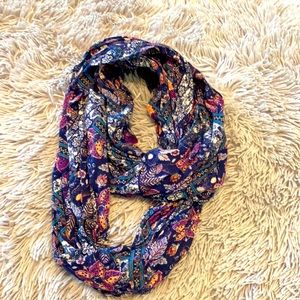 Multi patterned purple infinity scarf